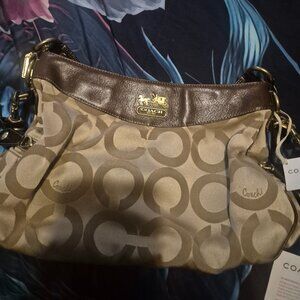 NET Coach signature jacquard handbag gold/brown